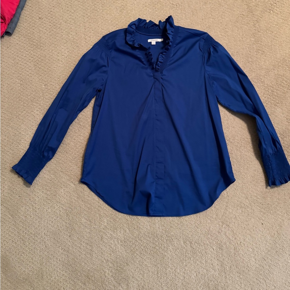 Chico's Blue Ruffle Blouse
